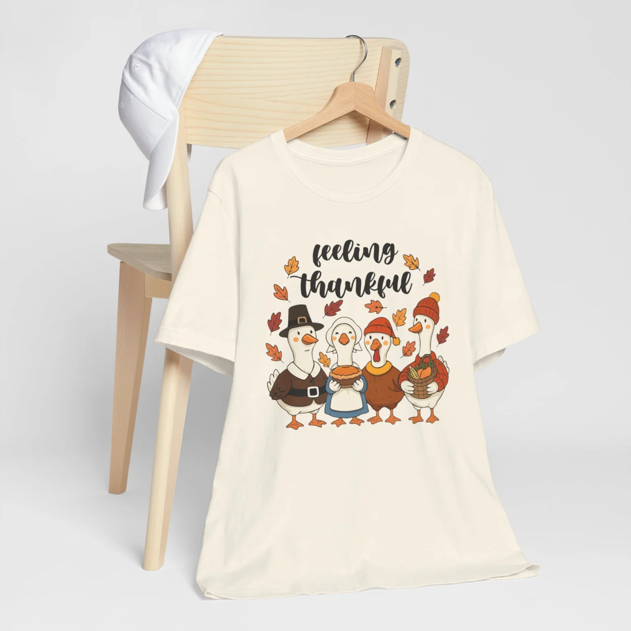 Feeling Thankful Geese Shirt - Cute Thanksgiving Pilgrim T-Shirt - Image 6