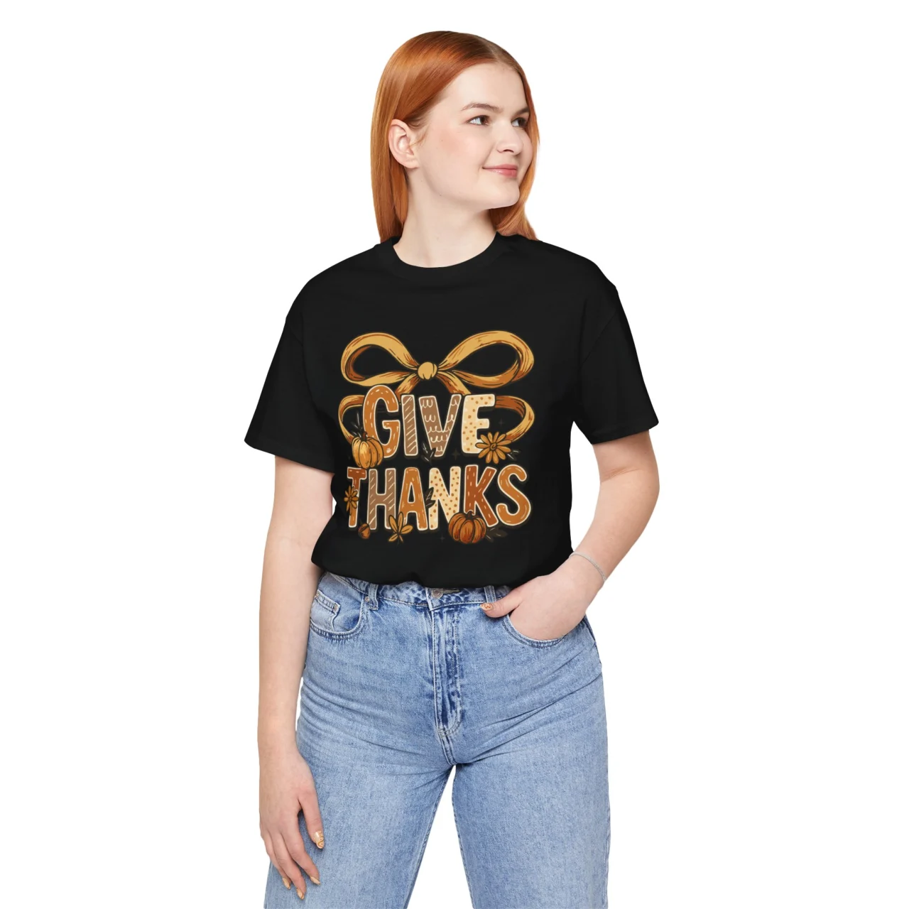Give Thanks Shirt - Cozy Thanksgiving T-Shirt - Fall Gratitude Tee - Womens Unisex Soft Crewneck Graphic Top Shirt