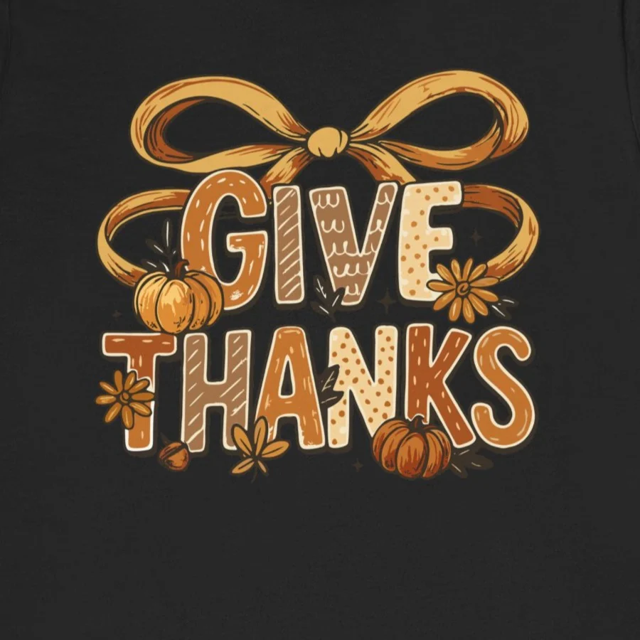 Give Thanks Shirt - Cozy Thanksgiving T-Shirt - Fall Gratitude Tee - Design Idea Inspiration