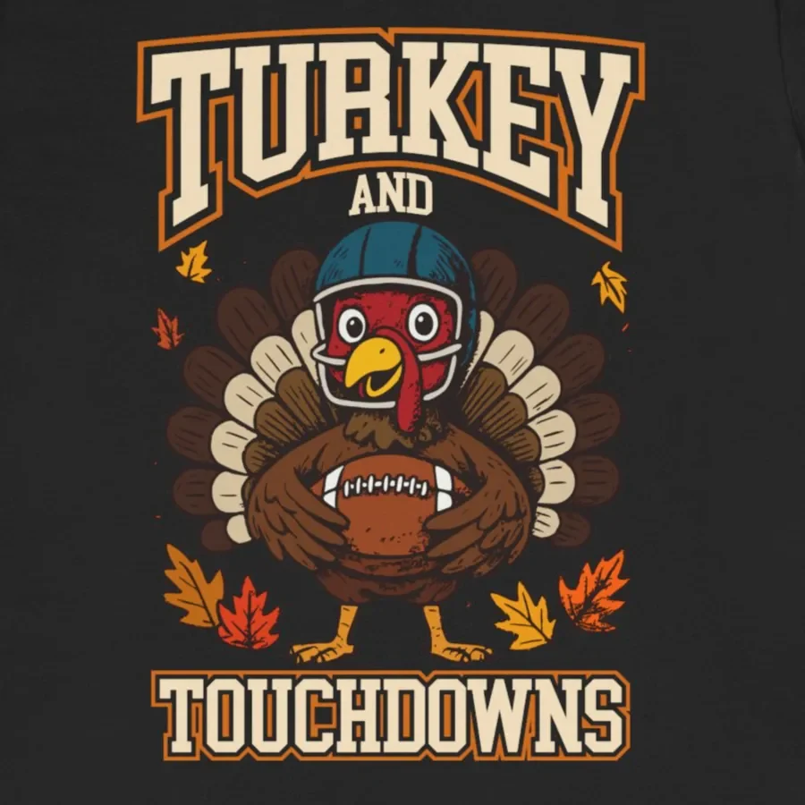 Turkey and Touchdowns Shirt - Funny Thanksgiving Football Tee - Image 10