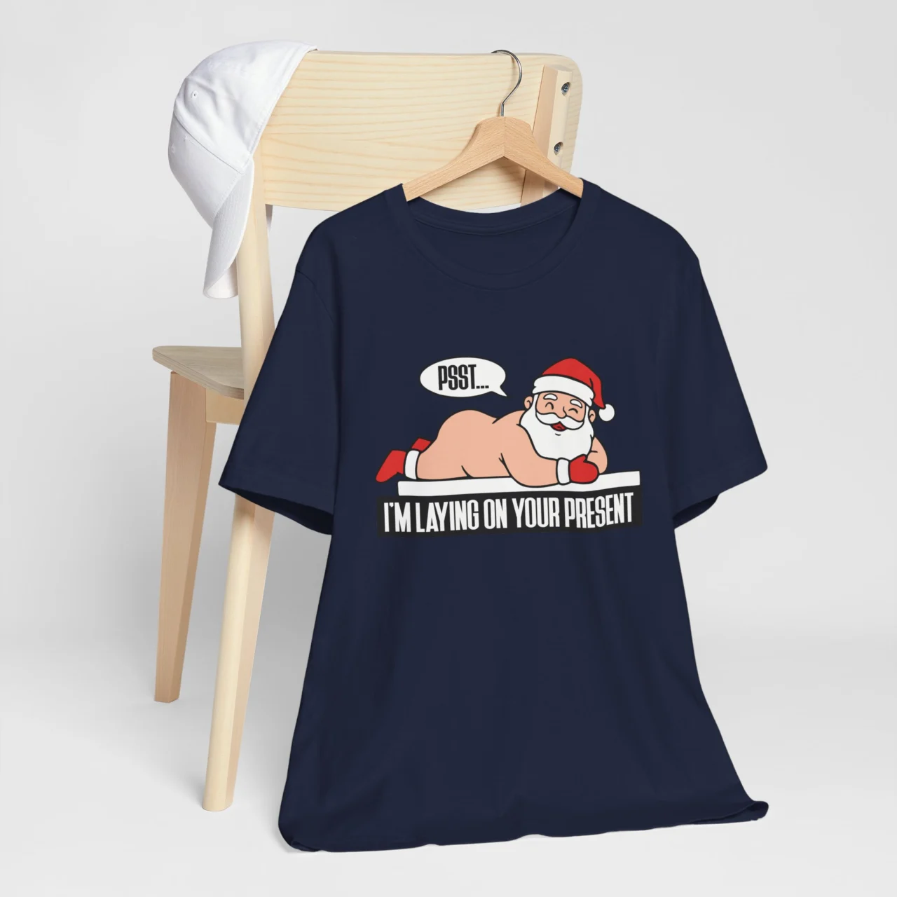 Funny Naughty Christmas Tee - Santa I'm Laying on Your Present Shirt - Image 7