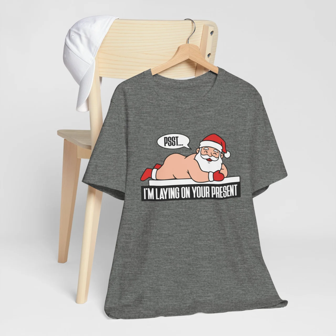 Funny Naughty Christmas Tee - Santa I'm Laying on Your Present Shirt - Image 4