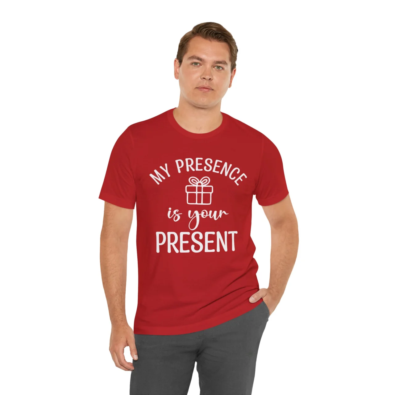 Funny Sarcastic Christmas Tee - My Presence Is Your Present Shirt Mens Womens Unisex Soft Crewneck Graphic Top Shirt