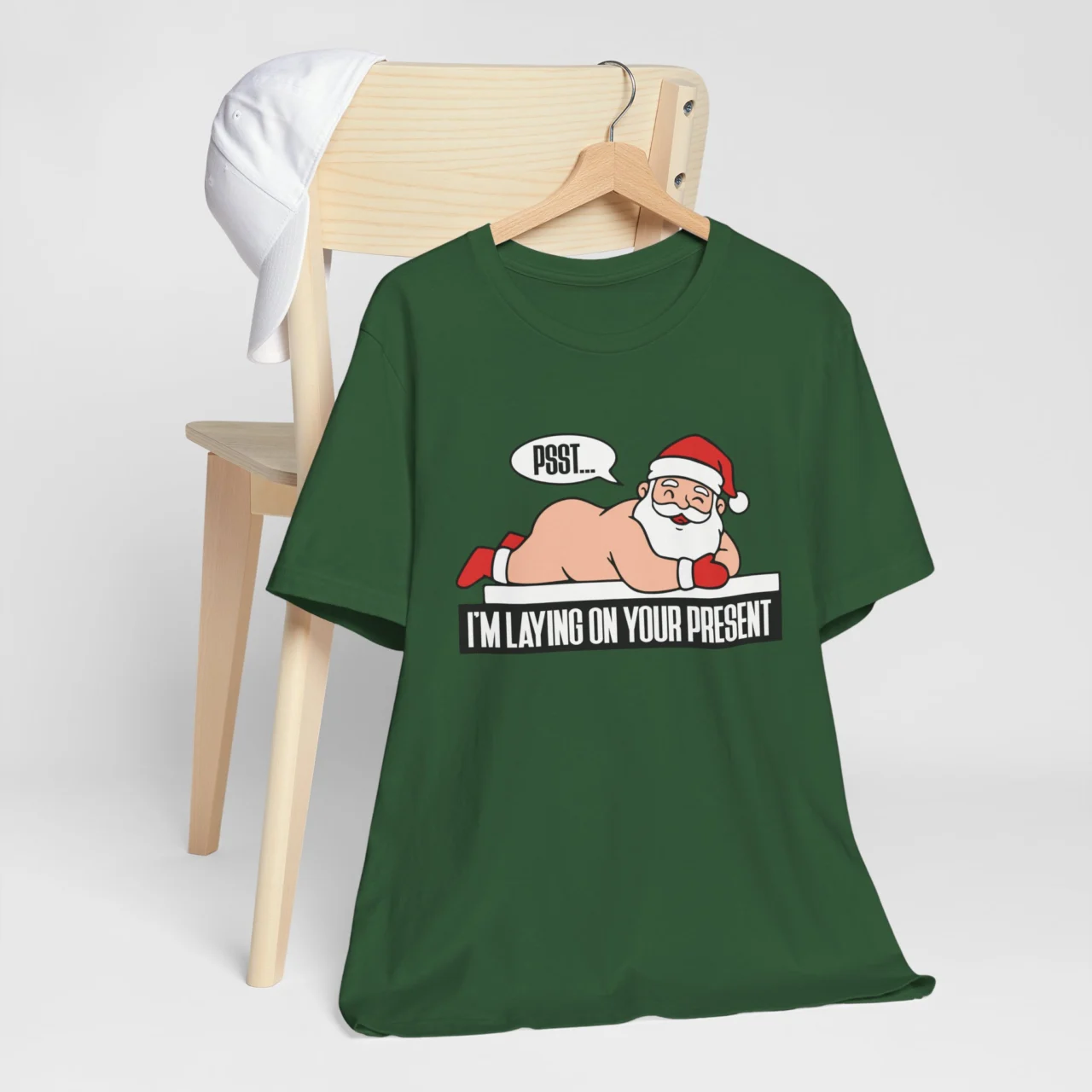 Funny Naughty Christmas Tee - Santa I'm Laying on Your Present Shirt - Image 6