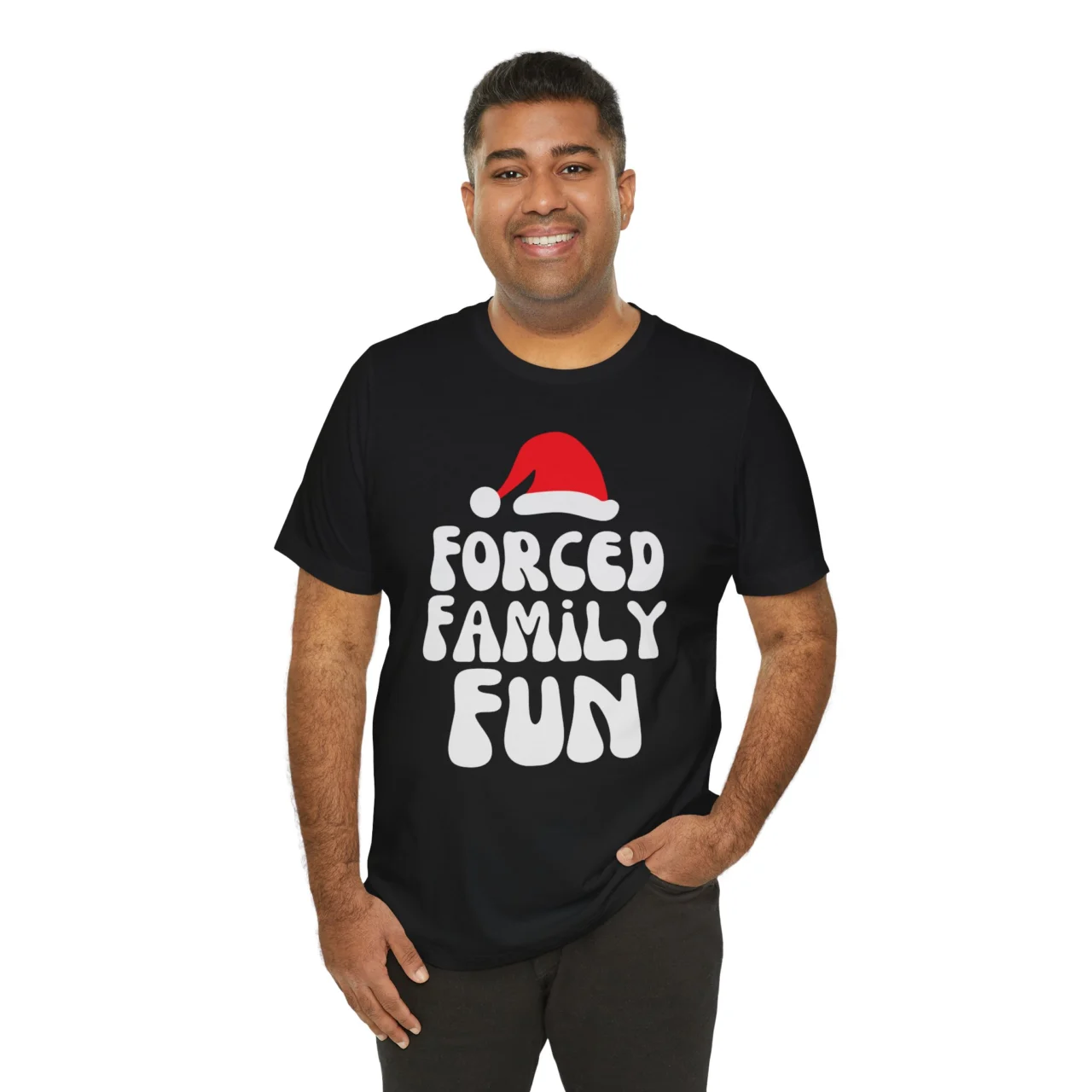Funny Sarcastic Christmas Holiday Tee - Forced Family Fun Shirt Mens Womens Unisex Soft Crewneck Graphic Top Shirt
