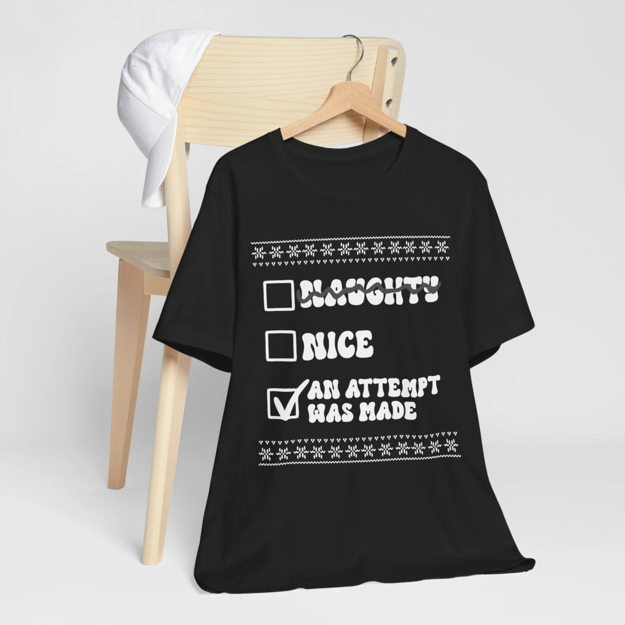 Sarcastic Funny Christmas Tee - Naughty Nice An Attempt Was Made Shirt - Image 3