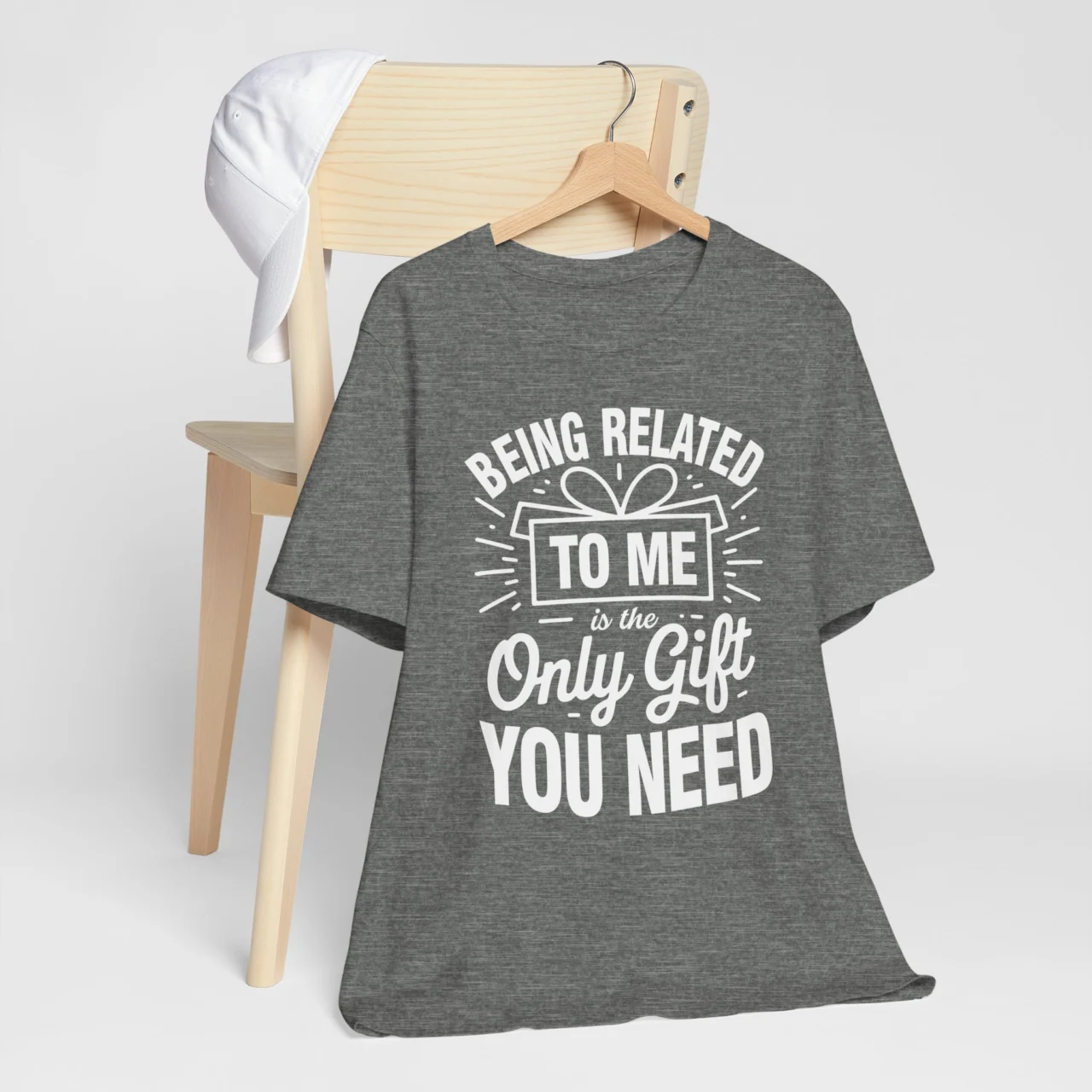 Funny Sarcastic Family Christmas Tee - Being Related To Me Is The Only Gift You Need Shirt - Image 3