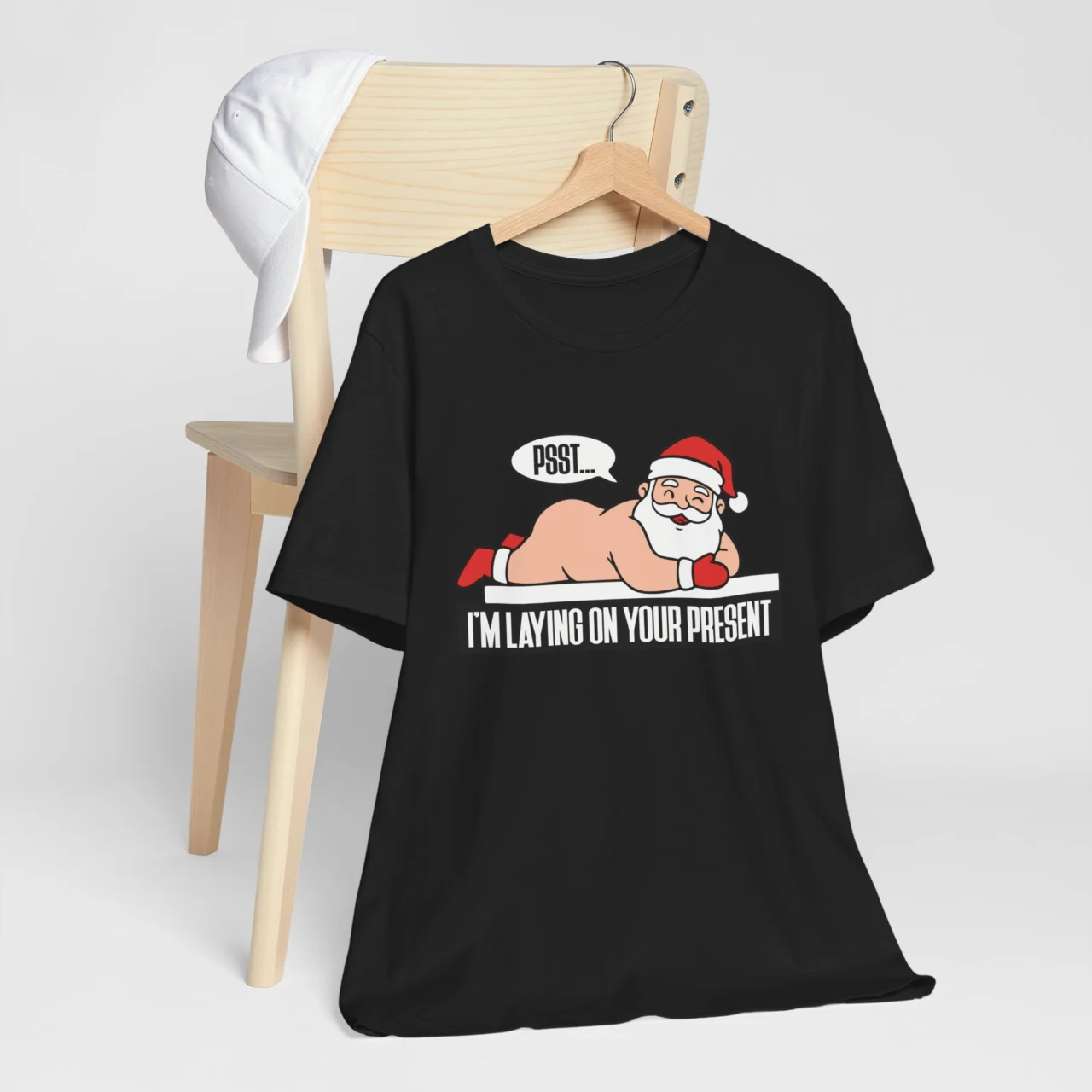 Funny Naughty Christmas Tee - Santa I'm Laying on Your Present Shirt - Image 5