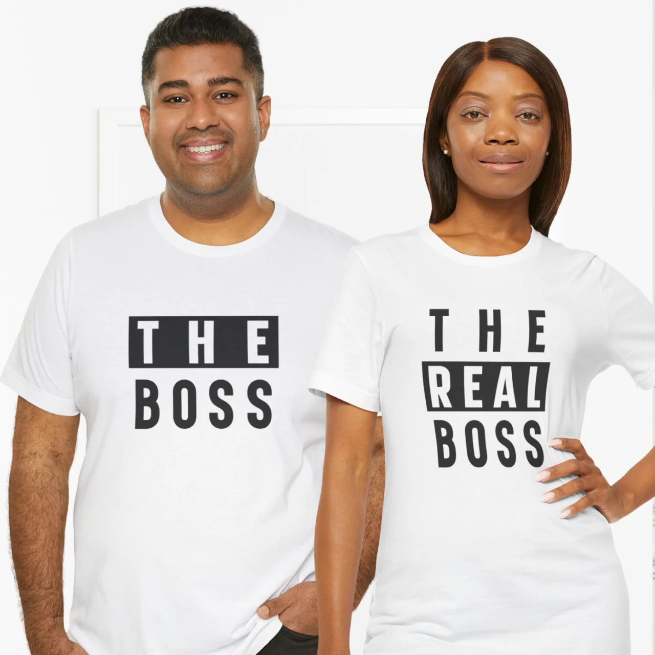 The Boss and The Real Boss Matching Couple Shirts Set - Funny Couple Anniversary Gift