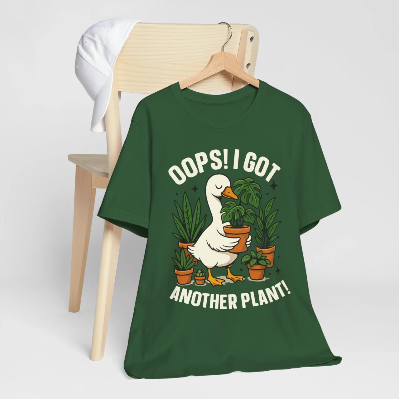 Plant Lover T‑Shirt - Oops! I Got Another Plant! Cute Goose & Potted Plants Tee - Image 2
