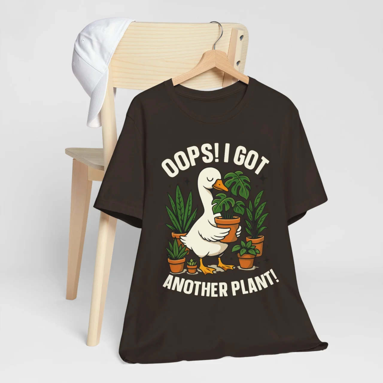 Plant Lover T‑Shirt - Oops! I Got Another Plant! Cute Goose & Potted Plants Tee - Image 4