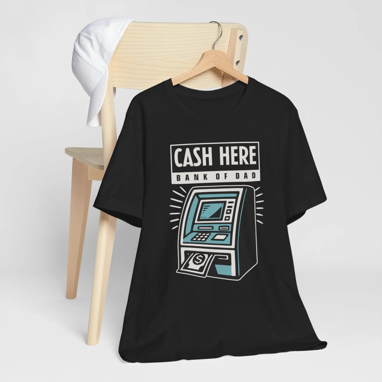 Cash Here Bank Of Dad Funny ATM Graphic Tee - Father's Day Humor Shirt - Image 5