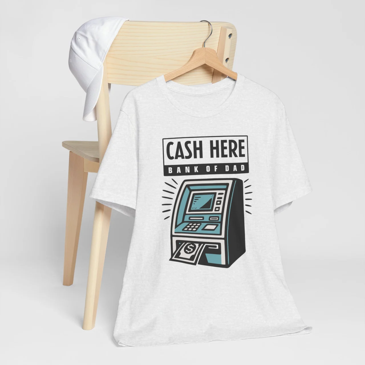 Cash Here Bank Of Dad Funny ATM Graphic Tee - Father's Day Humor Shirt - Image 4