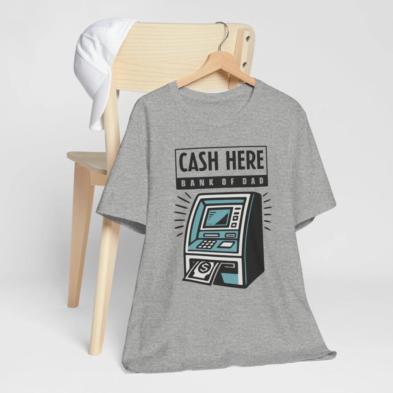 Cash Here Bank Of Dad Funny ATM Graphic Tee - Father's Day Humor Shirt - Image 6
