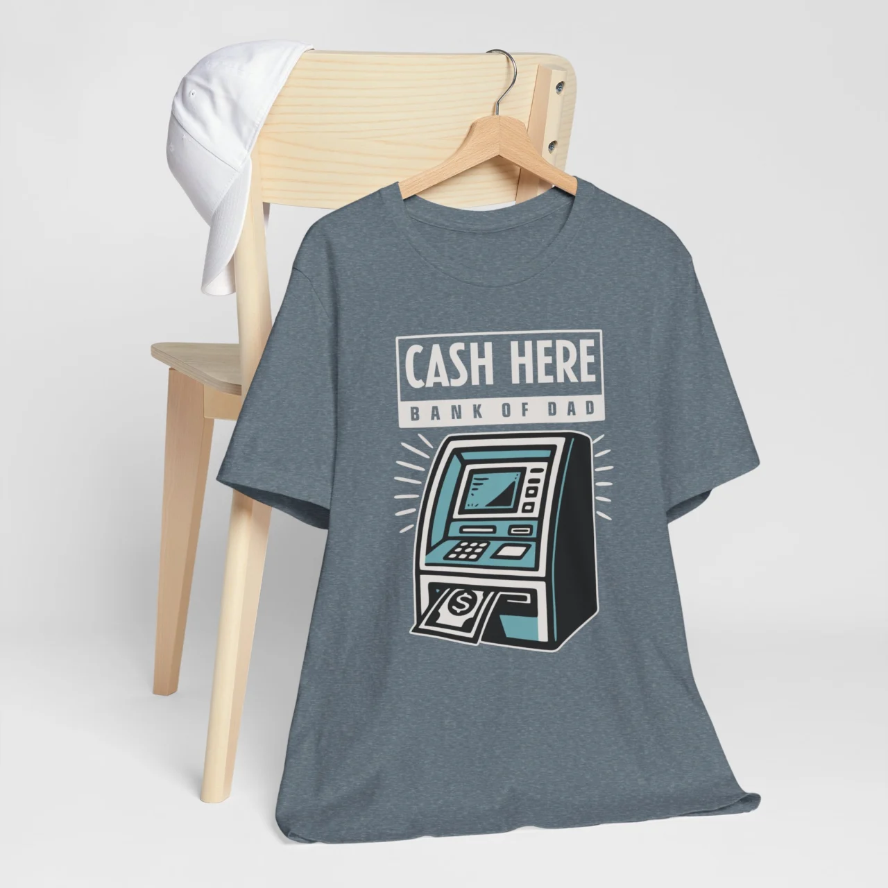 Cash Here Bank Of Dad Funny ATM Graphic Tee - Father's Day Humor Shirt - Image 8