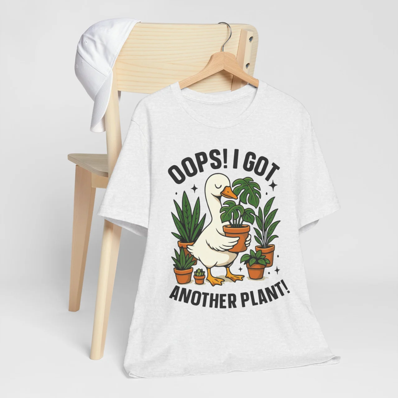 Plant Lover T‑Shirt - Oops! I Got Another Plant! Cute Goose & Potted Plants Tee - Image 3