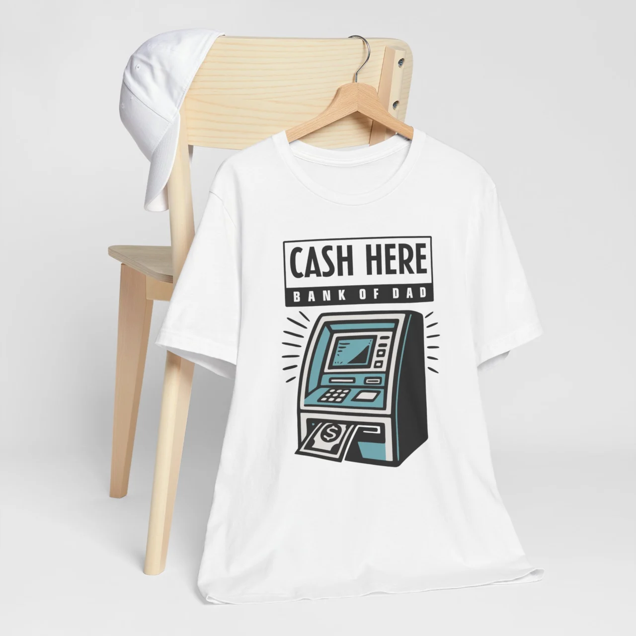 Cash Here Bank Of Dad Funny ATM Graphic Tee - Father's Day Humor Shirt - Image 3