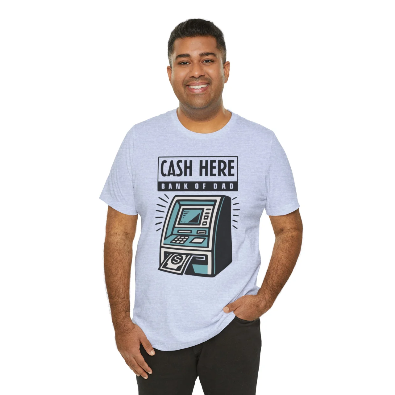 Cash Here Bank Of Dad Funny ATM Graphic Tee - Father's Day Humor Shirt - Image 2