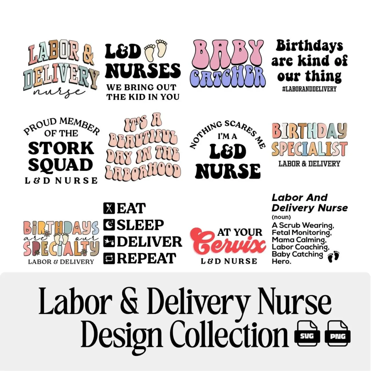 Labor & Delivery Nurse SVG PNG Design Bundle with nurse mug and appreciation gift lifestyle mockup
